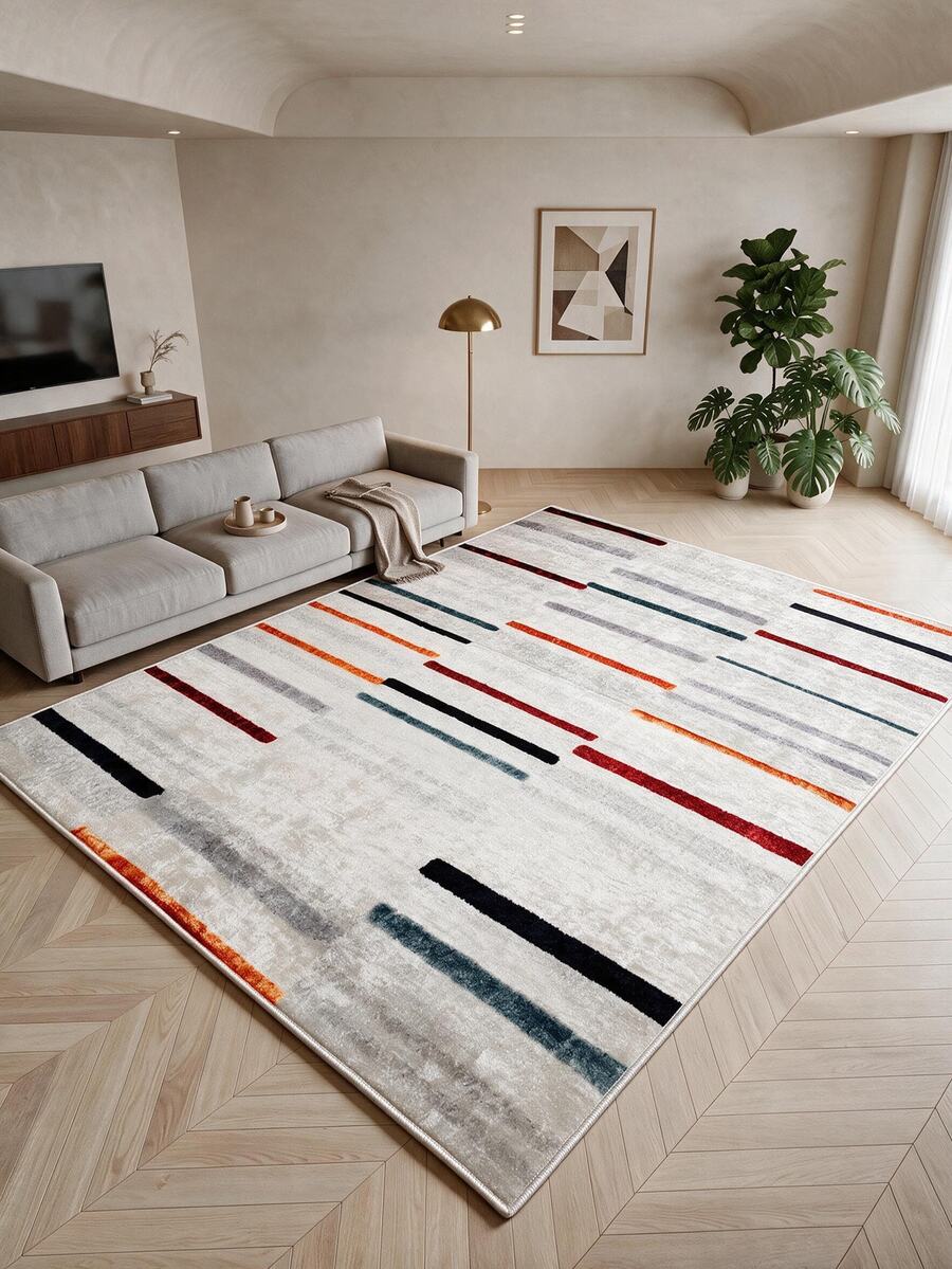 Digitally Printed Non-Slip Washable Runner And Area Rug Suitable For Living Room, Outdoor, Kitchen, Bedroom Carpet, Modern Design | Modern, Scandinavian, Bohemian And Classic Styles | 100% Polyester - Grey - View 1