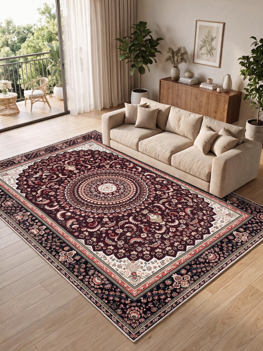 Digitally Printed Non-Slip Washable Runner And Area Rug Suitable For Living Room, Outdoor, Kitchen, Bedroom Carpet, Modern Design | Modern, Scandinavian, Bohemian And Classic Styles | 100% Polyester - Multicolor - View 1