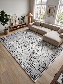 Digitally Printed Non-Slip Washable Runner And Area Rug Suitable For Living Room, Outdoor, Kitchen, Bedroom Carpet, Modern Design | Modern, Scandinavian, Bohemian And Classic Styles | 100% Polyester - Grey - View 10