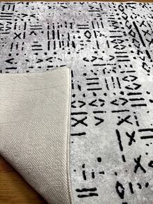 Digitally Printed Non-Slip Washable Runner And Area Rug Suitable For Living Room, Outdoor, Kitchen, Bedroom Carpet, Modern Design | Modern, Scandinavian, Bohemian And Classic Styles | 100% Polyester - Grey - View 7