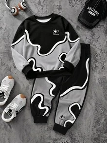 Young Boy Long Sleeve Kids Crew Neck Autumn Sweatshirt Casual Minimalist Cartoon Pattern Suitable For Spring And Summer - Multicolor - View 2