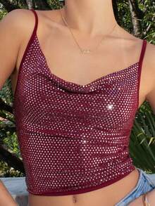 juhmazzocco Sequin Material Red Sexy Crop Top For Women, Christmas Party - Red - View 5
