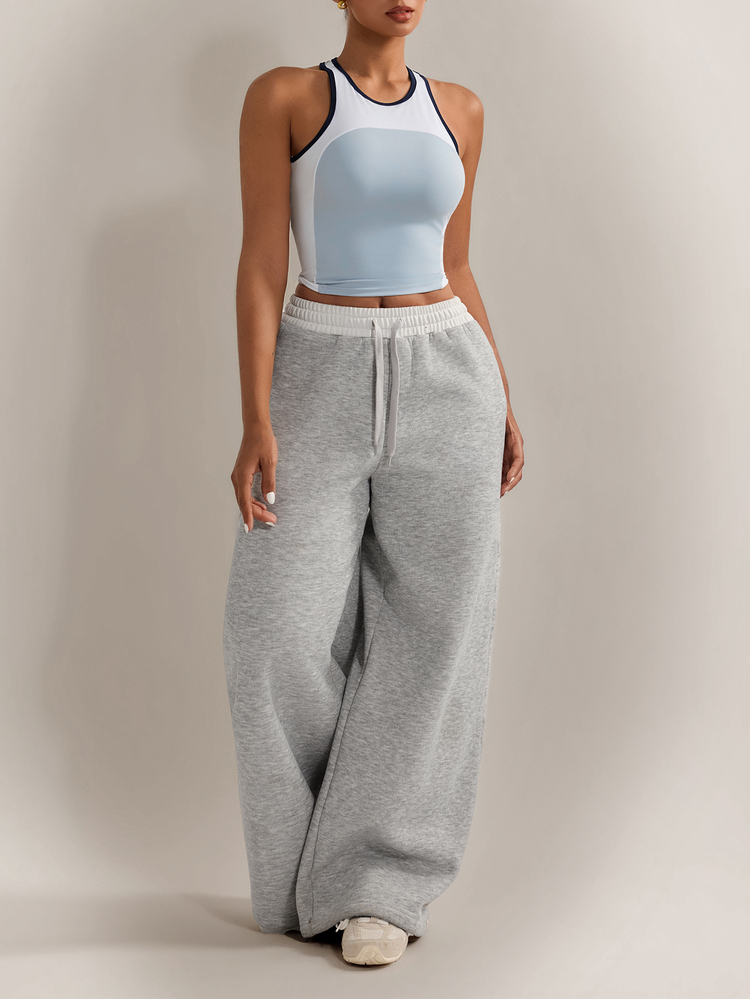 Nuvra Women's Sports Modest Sporty Outfit Set Long Tank Top With Built-In Bra Gym White And Black Summer - Multicolor - View 6