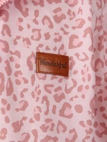 SHEIN Setelan Kasual 2 Potong untuk Anak Perempuan Remaja dengan Patch Kulit Imitasi, Kaos Lengan Panjang Berkerah Tegak dengan Grafis Huruf, Pakaian Musim Gugur, Bahan Fleece, Lengan Panjang - MultiWarna - View 5