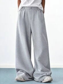 TOKVUE Men's Casual Button Pocket Loose Sweatpants For Daily Wear - Grey - View 3
