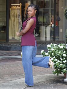 Steph T Sleeveless Simple Commuter/Office Metal Decor Women Blazer Office In Fall/Winter - Burgundy - View 3