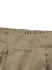 Trelyra Celana Panjang Wanita Kasual Warna Khaki Model Lebar untuk Musim Gugur dan Musim Dingin - Cocok untuk Perjalanan Sehari-hari, Pakaian Kantor, dan Acara Formal; Kemewahan yang Bersahaja. - Mocha Brown - View 7