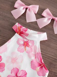 SHEIN 女婴两件套，时尚甜心情人节爱心针织吊带上衣和喇叭裤 - 彩色 - 查看 8