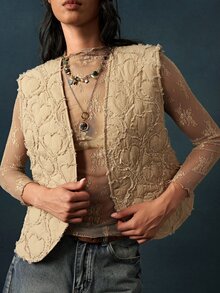 Bohemela Rompi Kasual Wanita dengan Tekstur Hati - Khaki - View 2