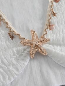 Bonvoyette Women's Starfish Decor Cropped Top & Skirt Set - White - View 5