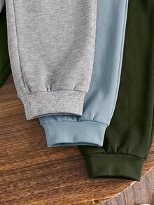 SHEIN 3pcs/Set Young Boy Casual Elastic Waist Fleece Sweatpants, Kids Joggers All-Match Multi-Pack, Autumn Winter - Multicolor - View 5