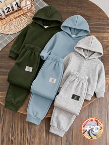 SHEIN 3pcs/Set Young Boy Casual Elastic Waist Fleece Sweatpants, Kids Joggers All-Match Multi-Pack, Autumn Winter - Multicolor - View 1