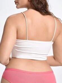 Slumbrini Plus Size Women's Sexy Triangle Panties V-Waist Seamless Cotton Striped Solid Color Comfortable Breathable Underwear - Pink - View 3