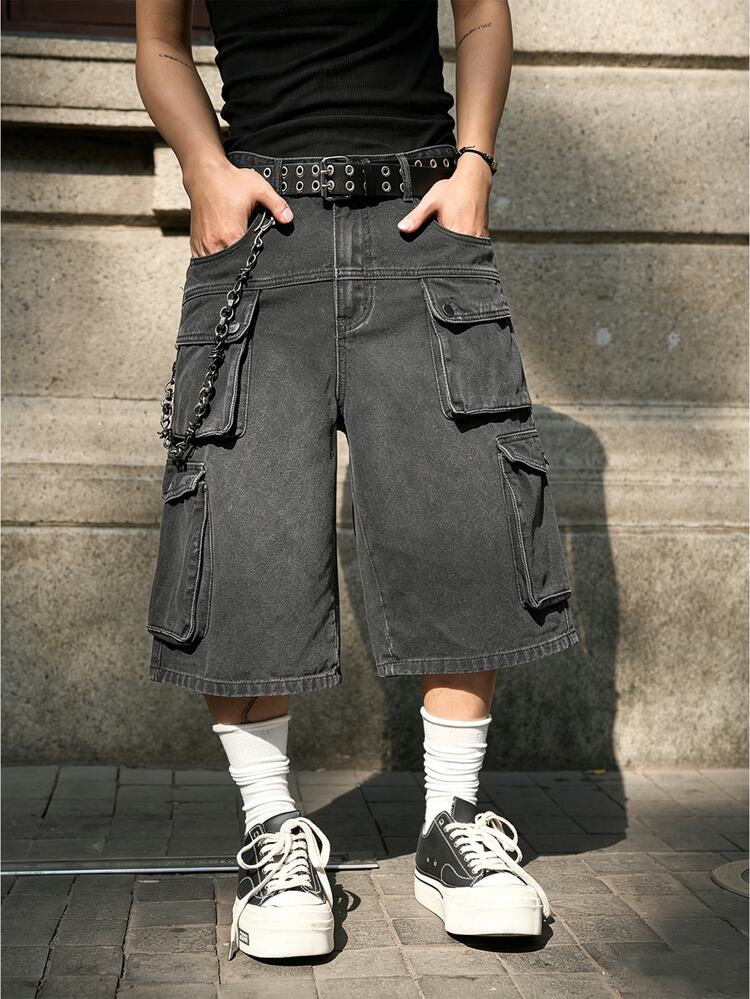 Manfinity EMRG Men's Casual Versatile Daily Travel Denim Cargo