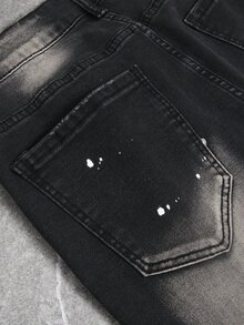 Manfinity EMRG Men's Fashion Versatile Distressed Pocket Button Denim Shorts - Black - View 7