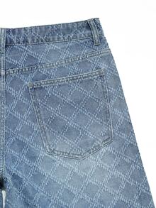 Manfinity EMRG Men's American Street Style Distressed Washed Denim Shorts With Rhinestone Embellishment, Holiday - Light Wash - View 5