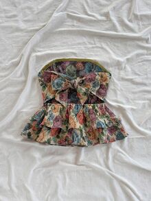 Soleia 女款優雅波希米亞熱帶風無肩帶露肩露背荷葉邊復古抹胸上衣，休閒度假西式海灘婚禮賓客、返校季、畢業早午餐、聖帕特里克節、春假、復活節、音樂節，秋冬新款 - 彩色 - 查看 2