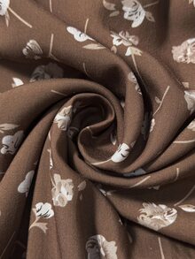 Florisole Floral V-Neck Dress, Cinched Waist, Suitable For Casual Outings, Dates, Commuting, And Romantic Autumn Encounters - Brown - View 6