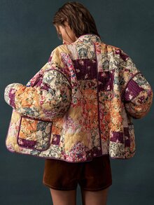 Bohemela Casual Vintage Boho Loose Woven Printed Women's Regular Jacket Weekend Everyday Beige Autumn - Multicolor - View 7