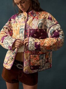 Bohemela Casual Vintage Boho Loose Woven Printed Women's Regular Jacket Weekend Everyday Beige Autumn - Multicolor - View 4