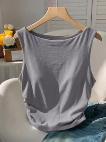 Comfortcana 純白色細肩帶背心 春夏款 上衣 - 灰色 - 查看 4