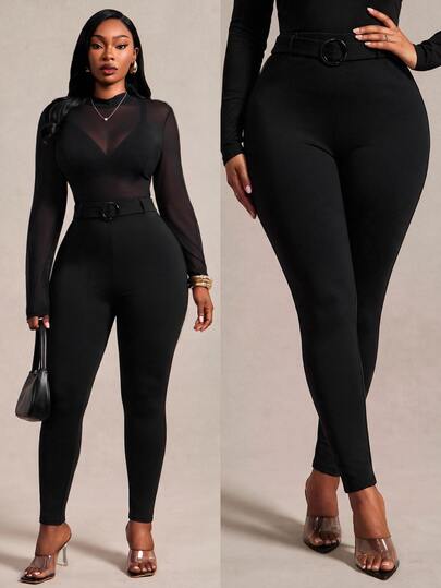 Radiana Curve Plus Size Women's Elegant Minimalist Fashion Black Slim Fit Suit Pants, Black Long Pants, Plus Size Pants, Commute Pants, Commute Outfit, Office Outfit, Work Outfit, Urban Outfit, Commute Clothing, Charming Sexy Clothing, Autumn Clothing, Winter Clothing