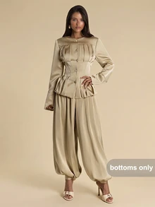 SHEIN BAE Women's Solid Color Pocket Commuter Versatile Fashion Suit Pants - Khaki - View 6
