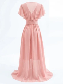 GlowEve New Arrival Spring/Summer Elegant Flowy Chiffon Dress For Women - Pink - View 2