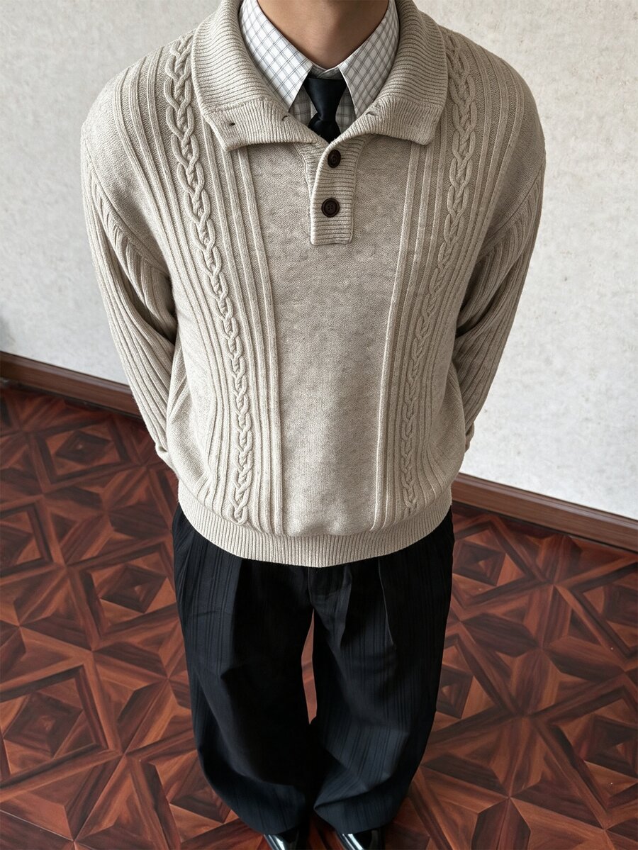 Manfinity Hypemode 男士純色休閒日常穿著長袖針織衫