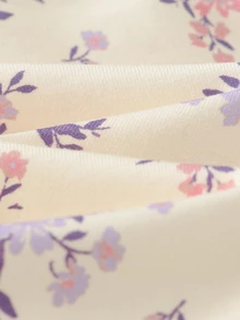 Cozy Pixies 2pcs Baby Girls Graphic Floral Print Solid Color Leggings Set Cartoon - Dusty Purple - View 3