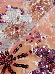 SHEIN Unity 女款綠色亮片刺繡細肩帶露背吊帶背心上衣，時尚性感度假上衣，亮片刺繡上衣 - 橘色 - 查看 4