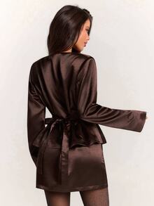 SHEIN BAE Women's Blazer And Skirt Set - Brown - View 6