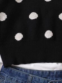 SHEIN 青少年女孩露肩寬鬆黑色馬刺繡圖案灰色蝙蝠袖套頭毛衣，優雅正式秋冬穿搭，Y2K上衣 - 黑色 - 查看 2