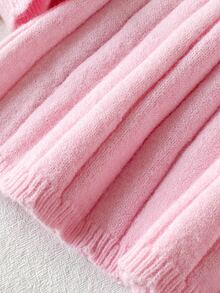 Tween Girl Winter Knit 2pcs Set, Cute 3D Bow Sweater & Pleated Skirt Outfit, Elegant Style - Baby Pink - View 8