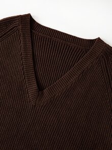 SHEIN Clasi Plus Size Bowknot Lace-Up Pullover Sweater Date Night Evening Brown Autumn Cute Casual - Brown - View 3