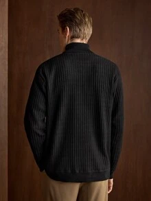Manfinity CityGents كنزة صوفية محبوكة برقبة عالية للرجال لفصل الخريف/الشتاء - الأسود - مشاهدة 2