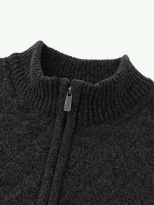 Manfinity CityGents Men's Autumn/Winter 1/4 Zip Solid Color Long Sleeve Minimalist Versatile Sweater - Dark Grey - View 5
