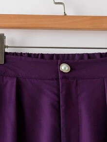 GlowEve CURVE Plus Size Round Neck Ruffle Sleeve Tie Decor Casual Elegant Versatile Women 2 Pieces Set Fall - Purple - View 5