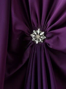GlowEve CURVE Plus Size Round Neck Ruffle Sleeve Tie Decor Casual Elegant Versatile Women 2 Pieces Set Fall - Purple - View 3