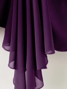 GlowEve CURVE Plus Size Round Neck Ruffle Sleeve Tie Decor Casual Elegant Versatile Women 2 Pieces Set Fall - Purple - View 4