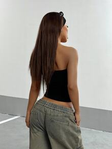 StreetHx Streetwear Women's Rock Dark Rhinestone Bandeau Top - Black - View 2