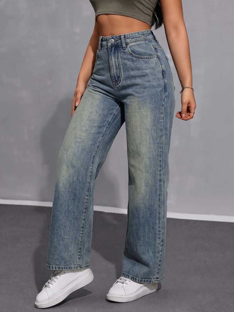 Jeanoix Women's Casual Daily Denim Long Pants With Pockets And Buttons - Dark Wash - View 6
