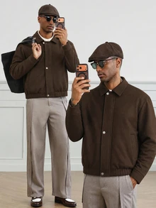 HUEFORM Men's Old Money Brown Lined Long Sleeve Zipper Front Casual Overcoat,Side-Entry Pocket Design, Suitable For Autumn And Winter Outings For Money - Dark Grey - View 4