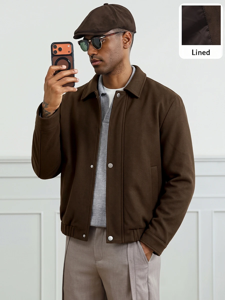 HUEFORM Men's Old Money Brown Lined Long Sleeve Zipper Front Casual Overcoat,Side-Entry Pocket Design, Suitable For Autumn And Winter Outings For Money - Dark Grey - View 1