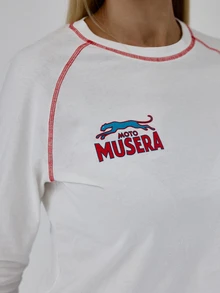 MUSERA White 3/4 Sleeve Contrast Stitch Baseball Top Autumn Winter Fall Daily Everyday Essential Blancs - White - View 6