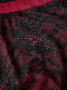 SHEIN MOD Gaun Elegan Berenda dengan Leher Asimetris untuk Ukuran Plus - Hitam - View 4