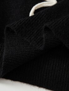 SHEIN Clasi 大尺碼女款秋冬花卉刺繡圓領長袖休閒針織衫 - 黑色 - 查看 11