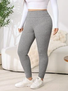 Solflare Plus Size High Waist Casual Slim Fit Leggings For Daily Wear - Black - View 9