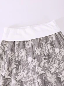 SHEIN 女童葉子印花寬腿運動長褲，秋季休閒寬鬆舒適下著，日常穿著時尚百搭冬季加厚針織鬆緊長褲 - 軍綠色 - 查看 7