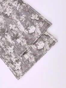 SHEIN 女童葉子印花寬腿運動長褲，秋季休閒寬鬆舒適下著，日常穿著時尚百搭冬季加厚針織鬆緊長褲 - 軍綠色 - 查看 5